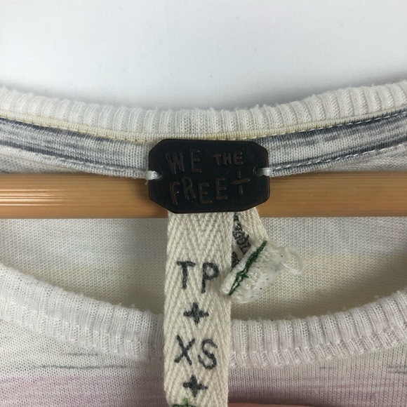 Women's Free People Army Multi Stripe Short Sleeve Tee Size XS - Picture 6 of 7